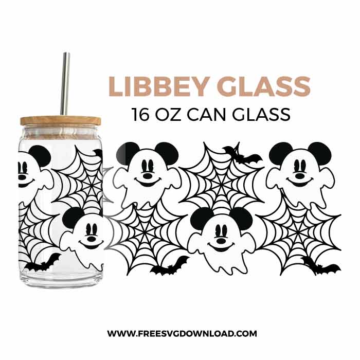 Mickey Ghost Libbey SVG & PNG, SVG Free Download, svg files for cricut, disney svg, mickey mouse svg, can glass svg, libbey glass svg, halloween svg, spooky svg, pumpkin svg, happy halloween svg, Halloween PNG, ghost svg, trick or treat svg, horror svg, witch svg, skull svg, zombie svg