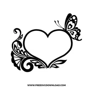 Floral heart butterfly SVG & PNG