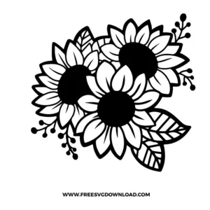 Outline Sunflowers Free SVG File