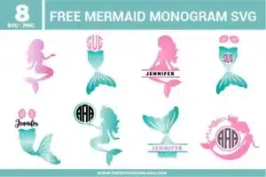 Mermaid Monogram SVG Free Cut Files
