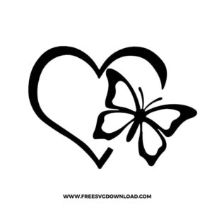 Simple Heart Butterfly Free SVG Cut Files