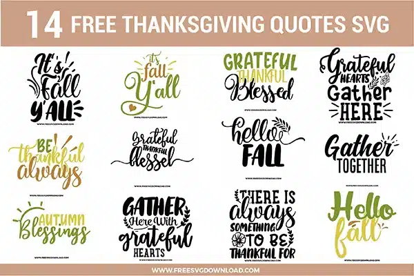 Thanksgiving Quotes SVG Free Cut Files