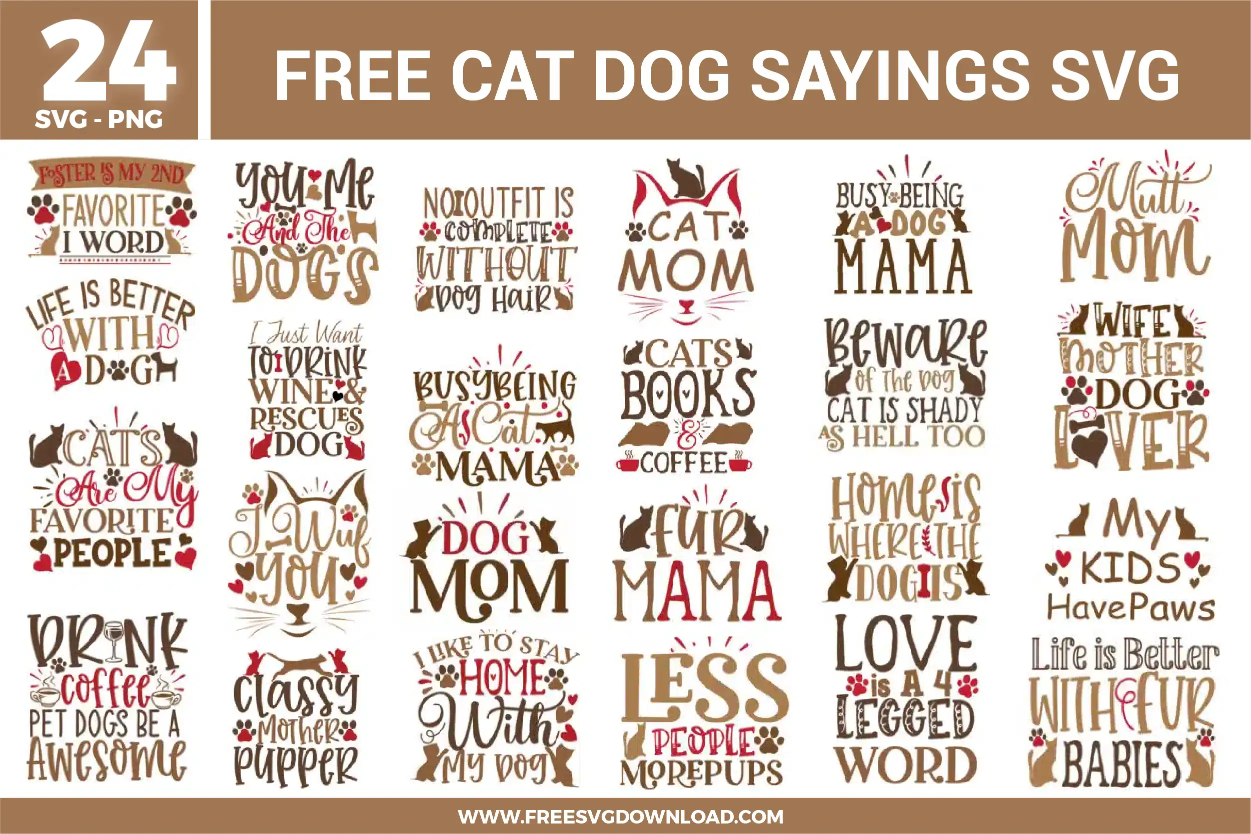 Cat Dog Sayings Free SVG Files