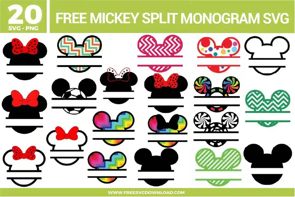 Mickey Minnie Split Monogram Free SVG Files