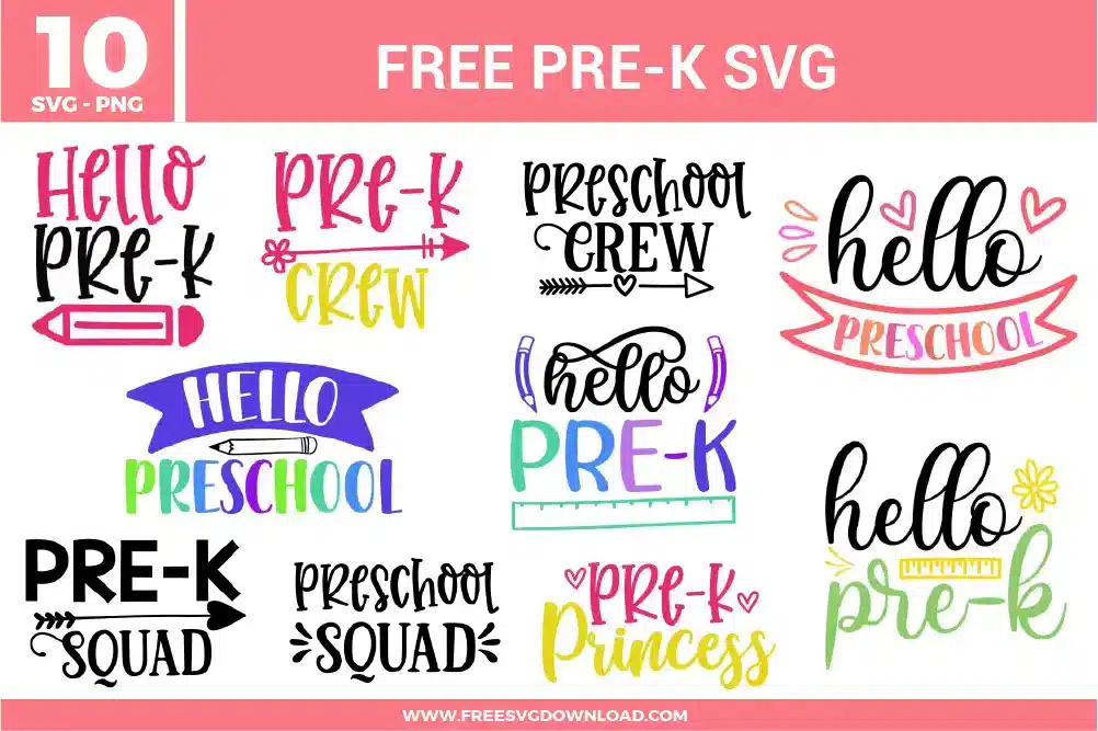 Pre-K Free SVG Files