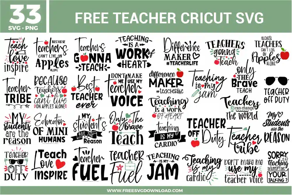 Teacher Cricut Free SVG Files