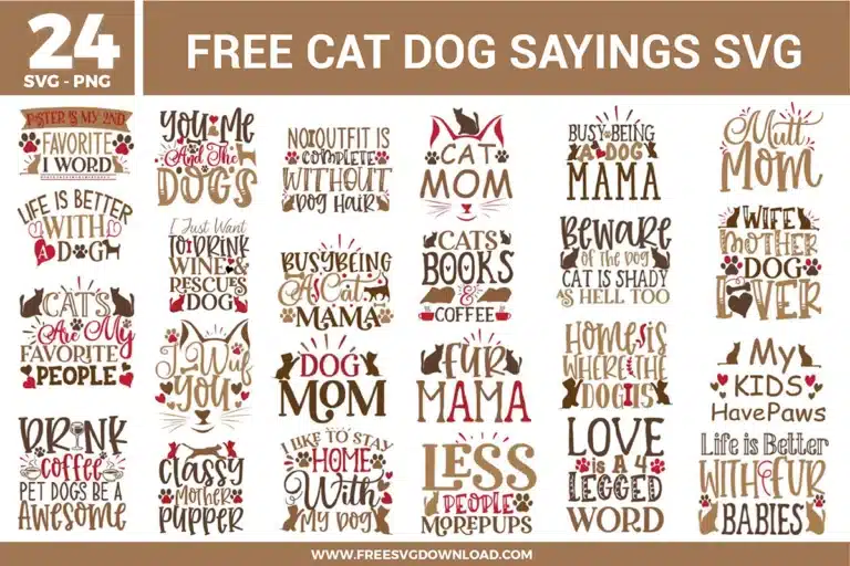 Cat Dog Sayings Free SVG Files