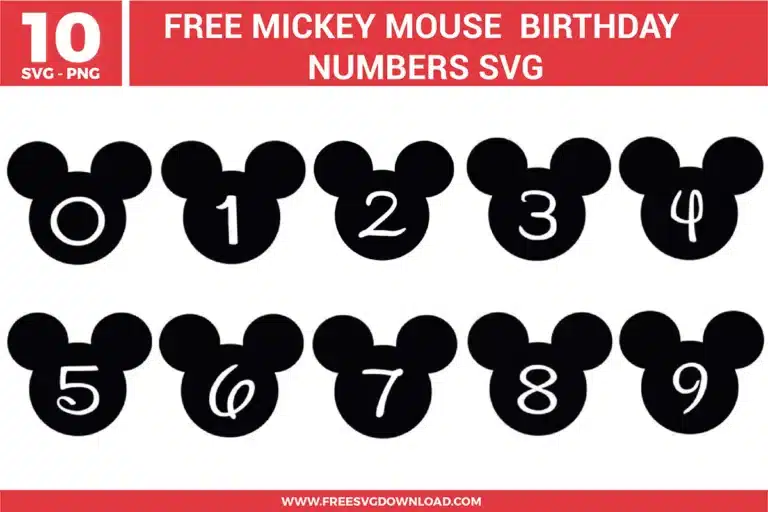 Mickey Mouse Birthday Numbers Free SVG Files