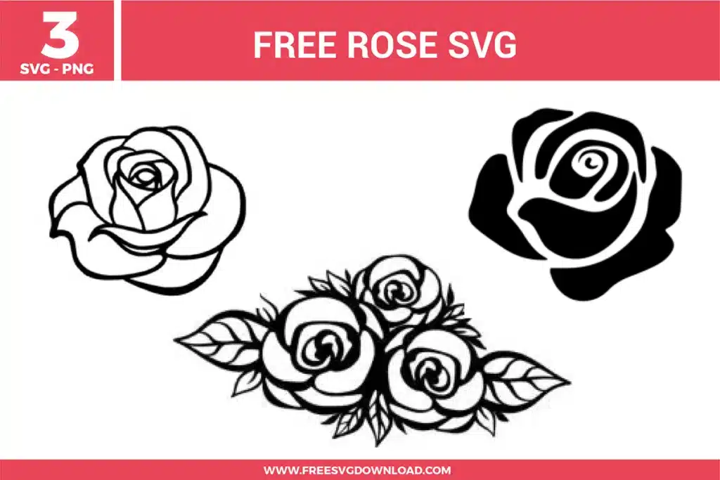 Rose SVG bundle featuring rose flower line art, rose silhouette designs, and floral rose arrangements for crafting and cutting projects