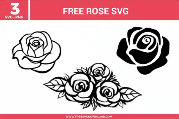 Rose SVG bundle featuring rose flower line art, rose silhouette designs, and floral rose arrangements for crafting and cutting projects