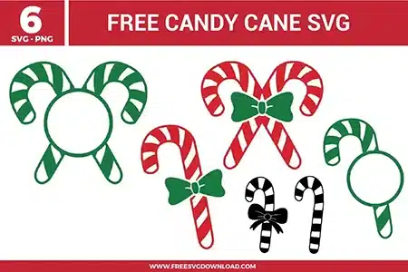 Multiple striped treats from the Candy Cane SVG bundle including monogram frames, provided as free svg files for holiday labels.