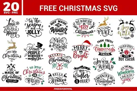 Collection of 12 festive Christmas free svg files displaying detailed laser-ready winter scenes inside circular bauble shapes. The intricate vector layouts showcase layered pine forests, mountain cabins, flying reindeer sleighs, Nativity silhouettes, and whimsical snowflakes cut into traditional hanging bulb patterns for holiday woodworking.