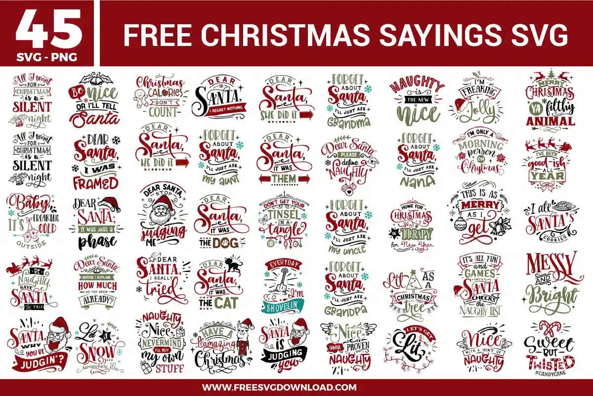 Christmas Sayings Free SVG Files