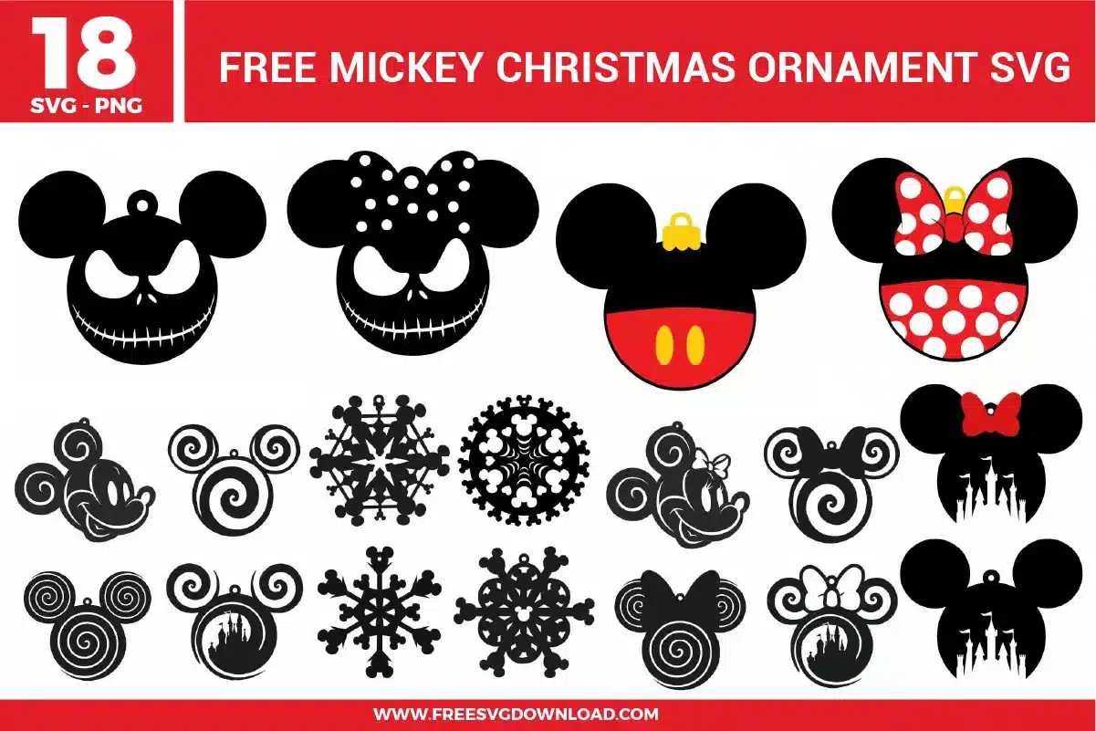 Mickey Christmas Ornament Free SVG Files