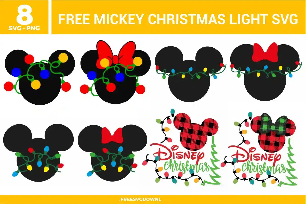 Mickey Christmas Light Free SVG Files