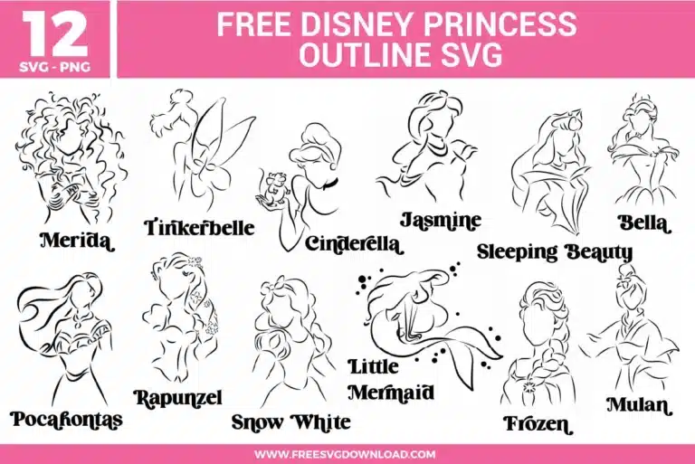 Disney Princess Outline Free SVG Files