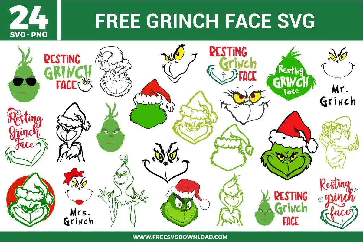 Grinch Face Free SVG Files