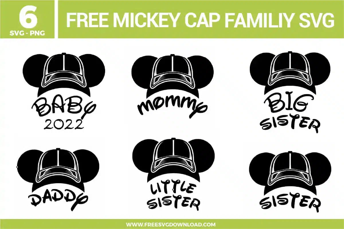 Mickey Cap Family Free SVG Files
