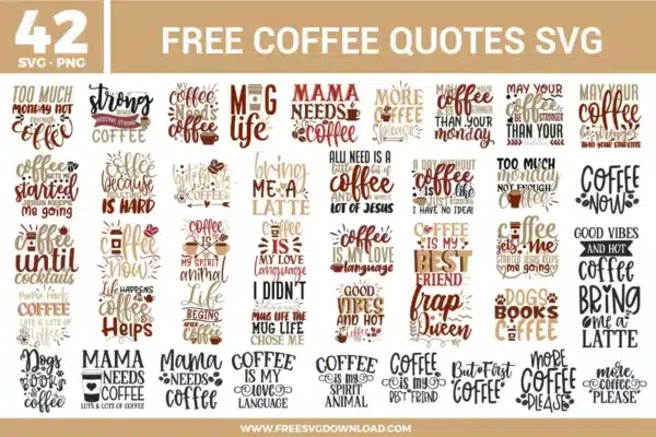 Coffee Quotes Free SVG Files