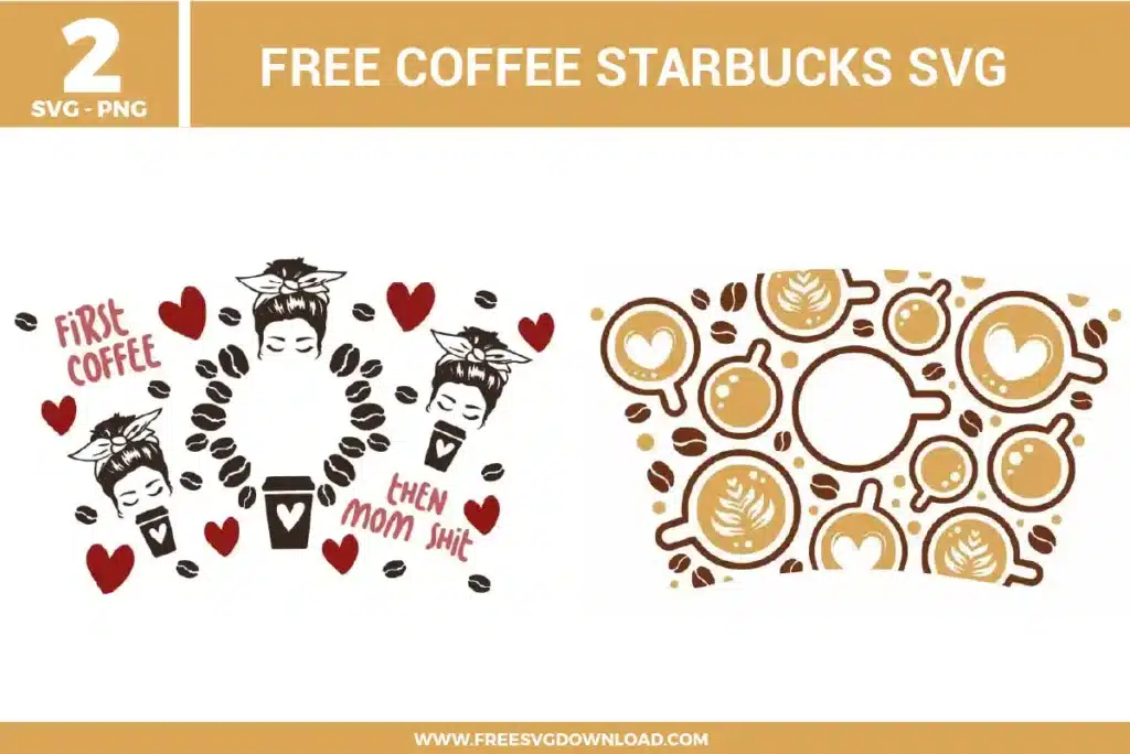 Collection of 5 free svg files featuring colorful cow print full patterns scaled specifically for 24oz Starbucks cold cups. The graphics showcase animal pattern designs in a variety of color palettes including a classic black and white Holstein cow spot wrap, a brown and cream country western variant, a vibrant neon pink and white girly style, a pastel purple and white layout, and a soft mint green and white cow print template, all configured with a central circular logo cutout.