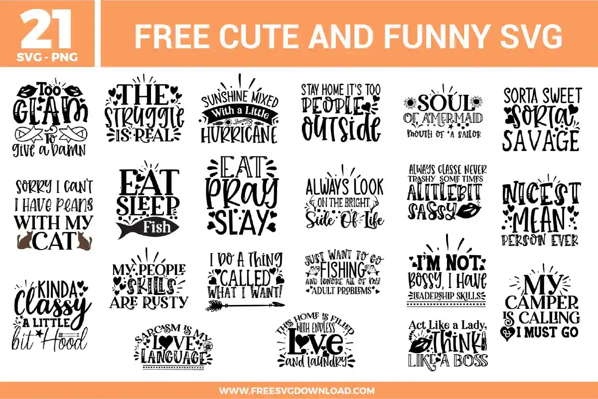 Cute And Funny Quotes Free SVG Files