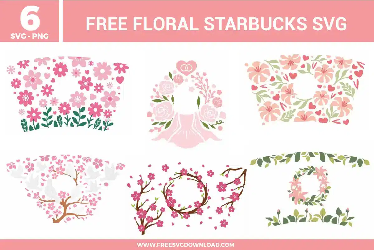 Floral Starbucks Free SVG Files