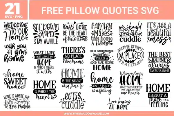 Pillow Quotes Free SVG Files