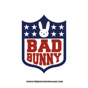 Bad Bunny themed Super Bowl parody logo with football and stars SVG