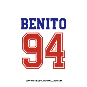 Benito 94 NFL inspired number design in red blue sports typography SVG