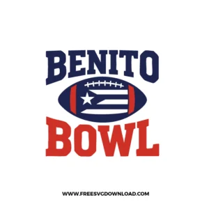 Benito Bowl inspired Super Bowl logo design with American football and patriotic colors SVG