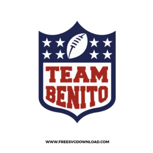 Team Benito NFL style logo design inspired by Super Bowl graphics SVG