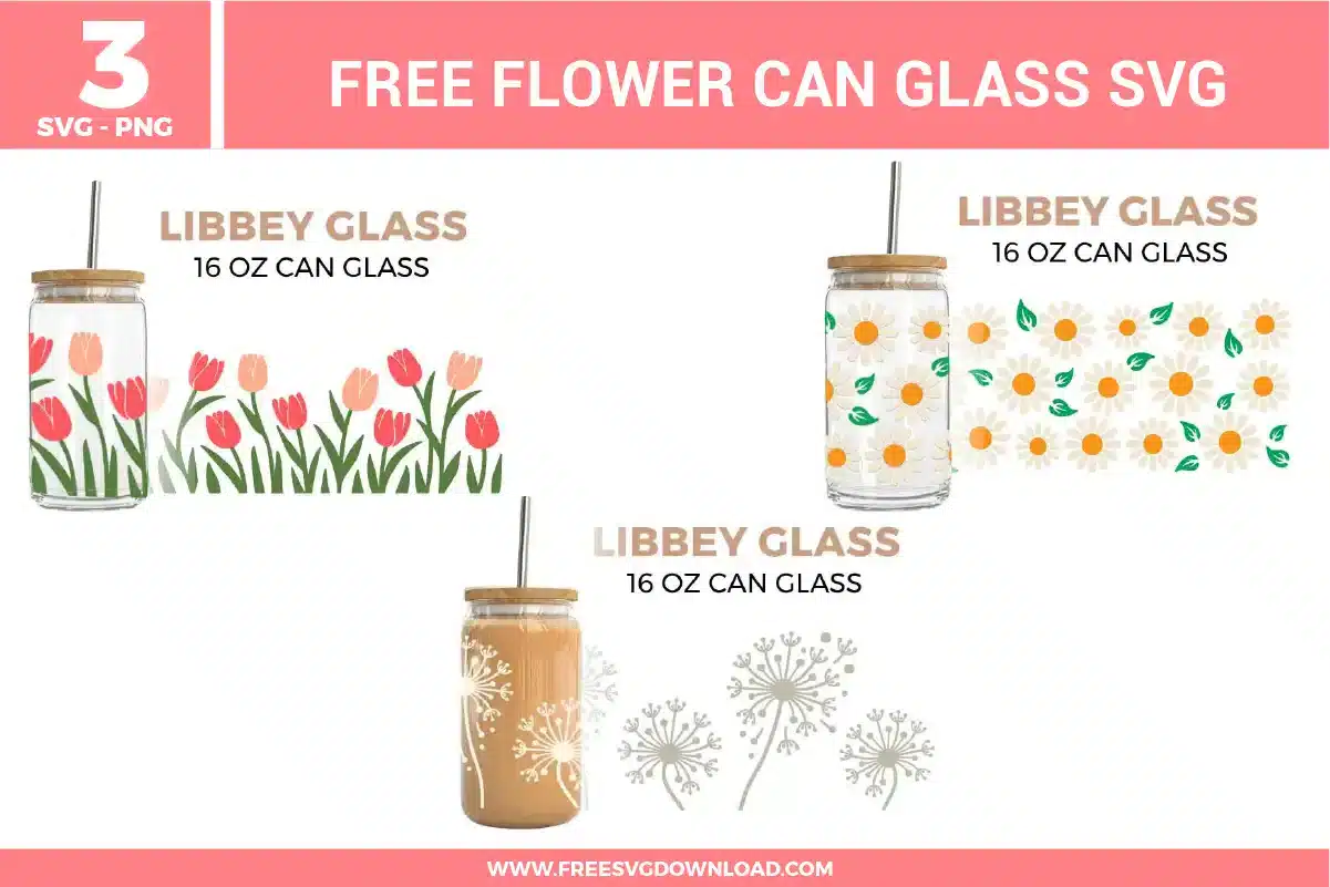 Flower Can Glass Free SVG Files