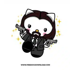 Hello Kitty John Wick Free SVG File