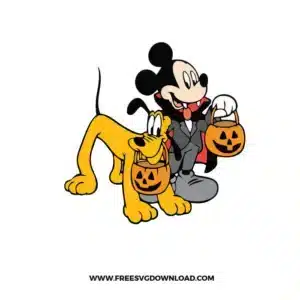 Mickey And Pluto Halloween Free SVG File