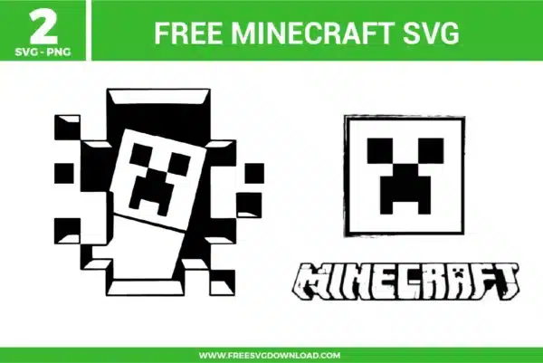 Iconic pixelated character from the Minecraft Creeper SVG bundle, provided as free svg files for gamer-themed DIY projects.