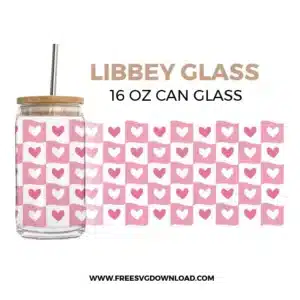 Pink Heart Can Glass Free SVG File