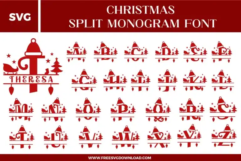 Christmas Split Monogram Font Free SVG File