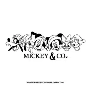 Mickey And Friends Christmas Free SVG File
