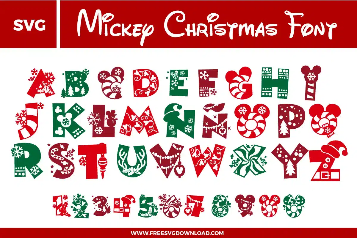 Mickey Christmas Font Free SVG File