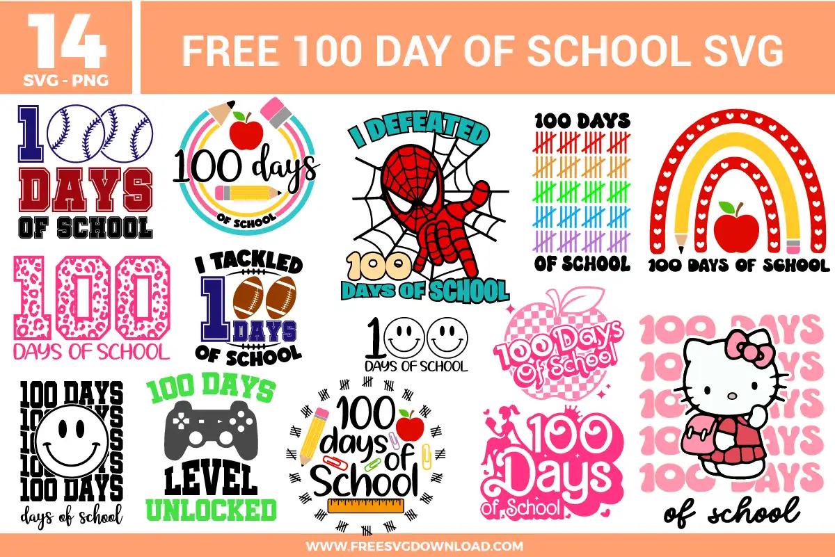 100 Days Of School Free SVG Files