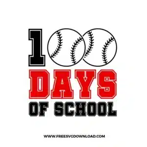 100 Days Of School Baseball Free SVG File