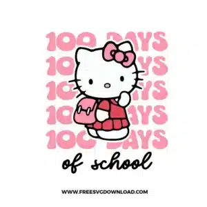 100 Days Of School Hello Kitty Free SVG File