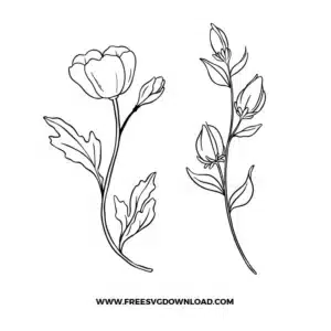 Blooming Flower Outline Free SVG File