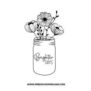 Flower Mason Jar Free SVG File