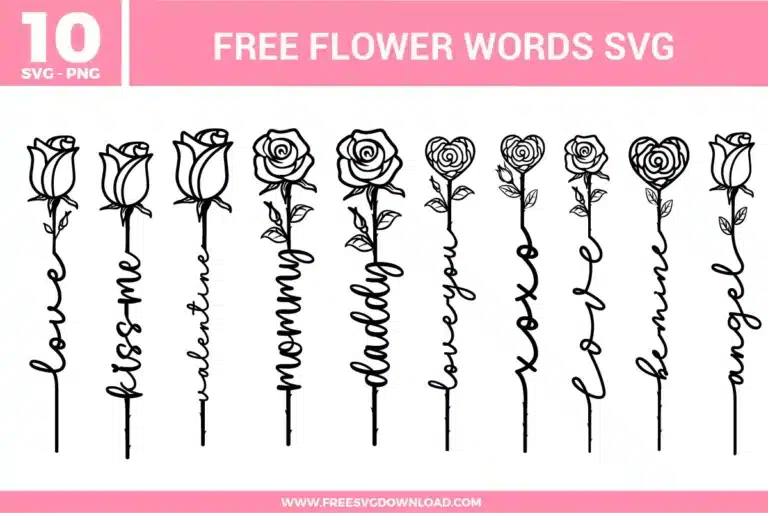 Flower Words Free SVG Files