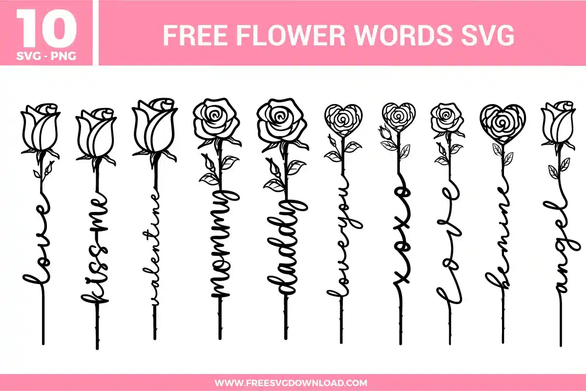 Flower Words Free SVG Files