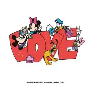 Mickey And Friends Love Free SVG File