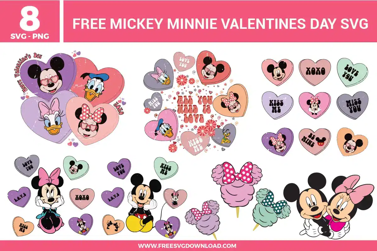 Mickey Minnie Valentines Day Free SVG Files