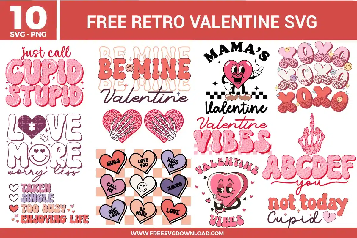 Retro Valentines Free SVG Files