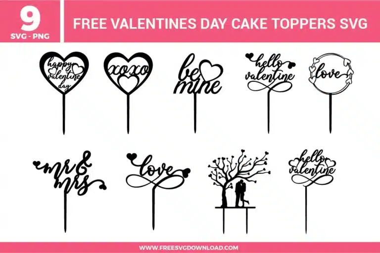 Valentines Day Cake Toppers Free SVG Files